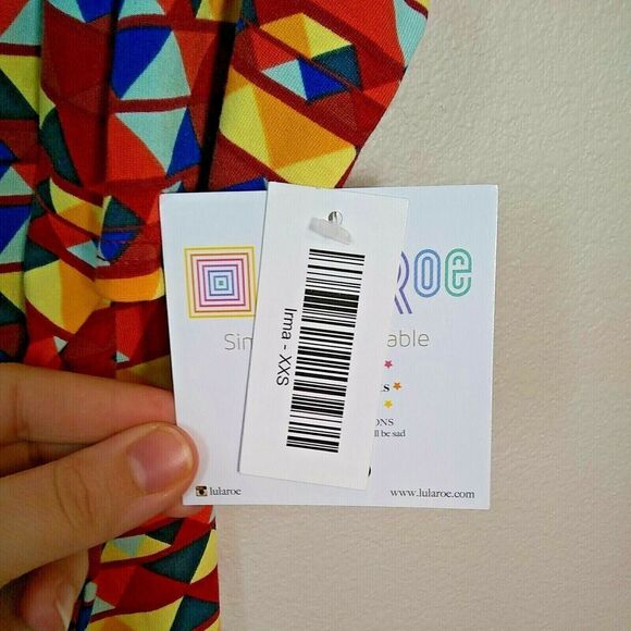LulaRoe Irma Tunic Multicolored Bright Triangle Print Hi Low Hem Womens XXS - Picture 3 of 5